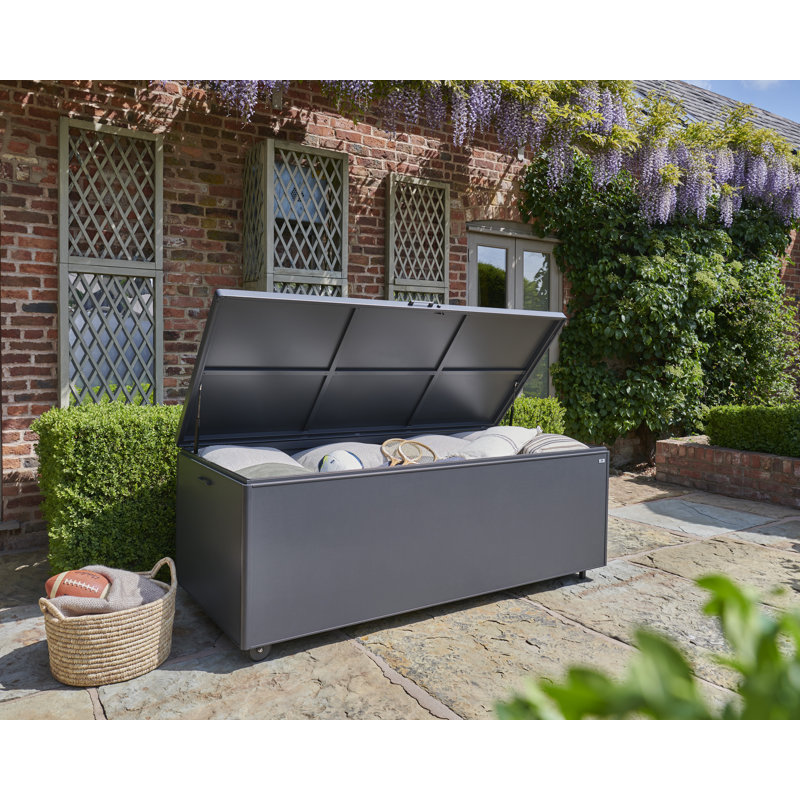 Norfolk Leisure Royce Storage 200cm W 976L Aluminum Lockable Deck Box with Wheels in Grey
