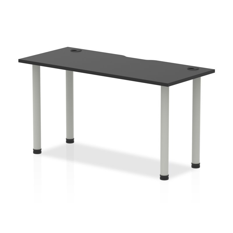 Metal Base Writing Desk, Silver, 73cm H x 140cm W x 60cm D