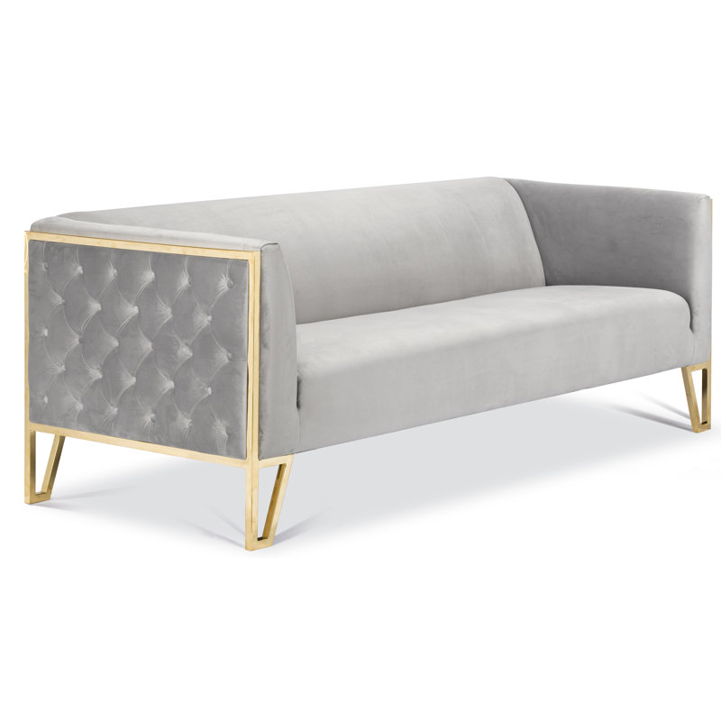Poston 81.5'' Velvet Sofa, Gold 