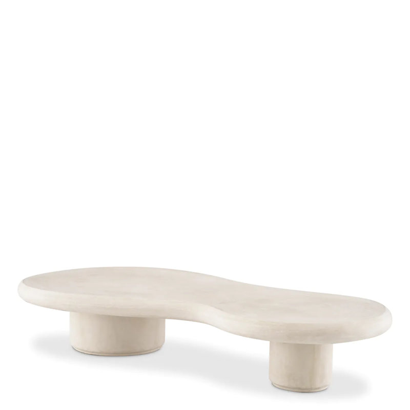 Erato Free Form Concrete Outdoor Coffee Table , 71.26 " W 39.37 " D, Cream
