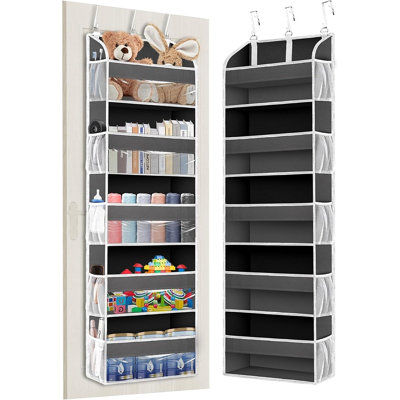 1 Pack Over The Door Organizer Storage, Hanging Organizer Closet With 5 Large Pockets 10 Mesh Pockets, 44 Lbs Weight Capacity, Behind Door Storage For Nursery Bedroom Bathroom (dark Grey)