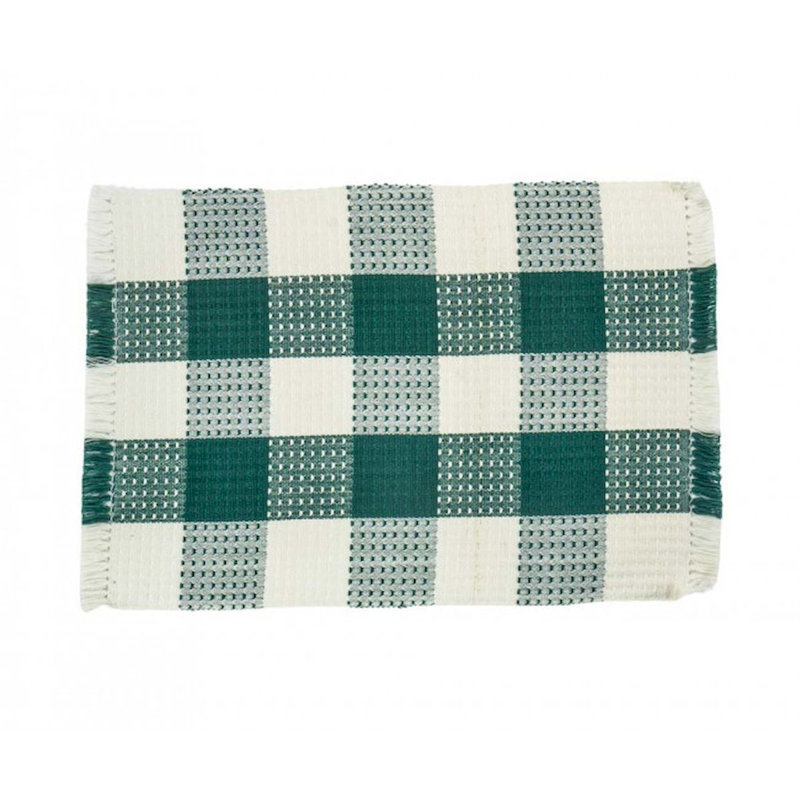 Ensemble de 4 napperons en coton Laetann, Vert/blanc
