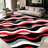1PC Red Black White Gray Wavy Stripe Geometric Pattern area rugs for Living Room, Soft and Comfortable, Suitable for all seasons, easy-to-maintain, machine washable Indoor floor mat, Under Table Farmhouse suitable for dining table, bedroom, entryway-129934689