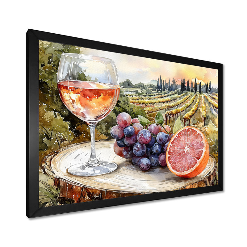 Birtie - Vineyard, art mural sur toile, Reproduction encadrée d'une seule photo sans pass, H 30 po x l 40 po, Noir