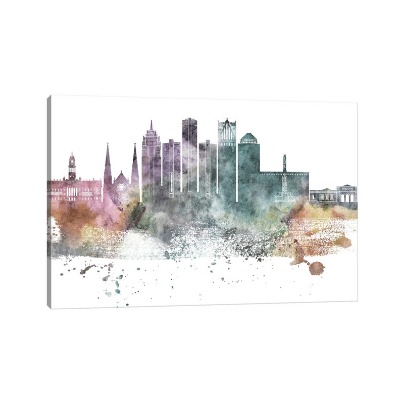 Detroit Pastel Skylines - Wrapped Canvas Print, 101.6 cm H x 66.04 cm W