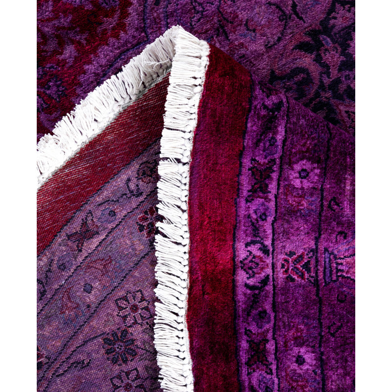 Tapis mauve en laine noué à la main 8 pi 4 po x 8 pi 4 po Chaffin