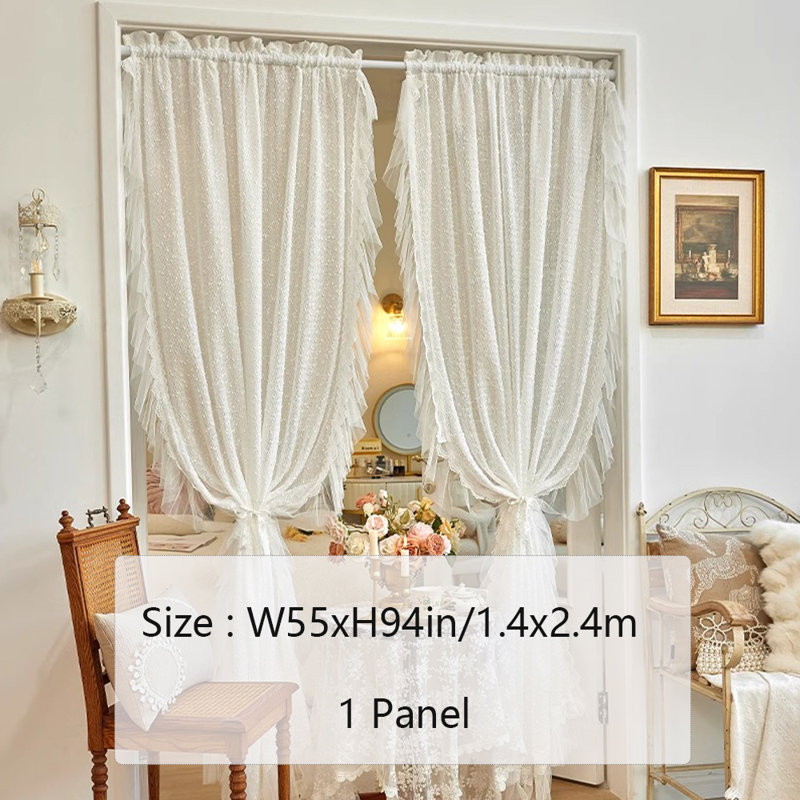 Solid Color Lace Curtains 1 Panel, 55" W x 94" L