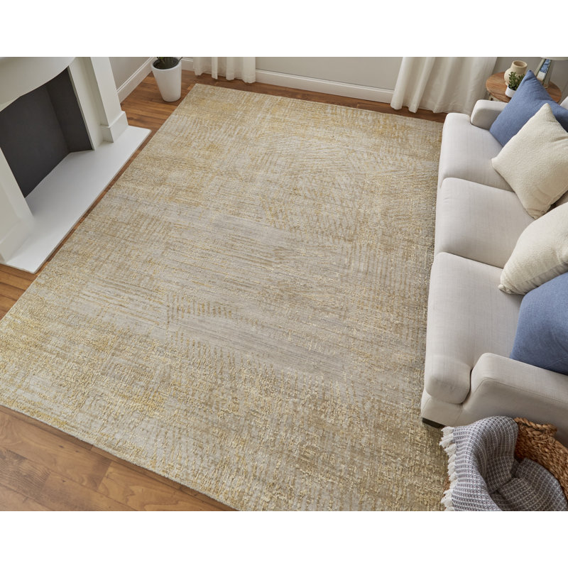 Eastfield Abstract Area Rug in Gold/Ivory, Rectangle 8' x 10'