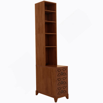 Functional End Table With Three Drawers And Four Open Shelves, Perfect For Bedroom Corners And Easy Organization