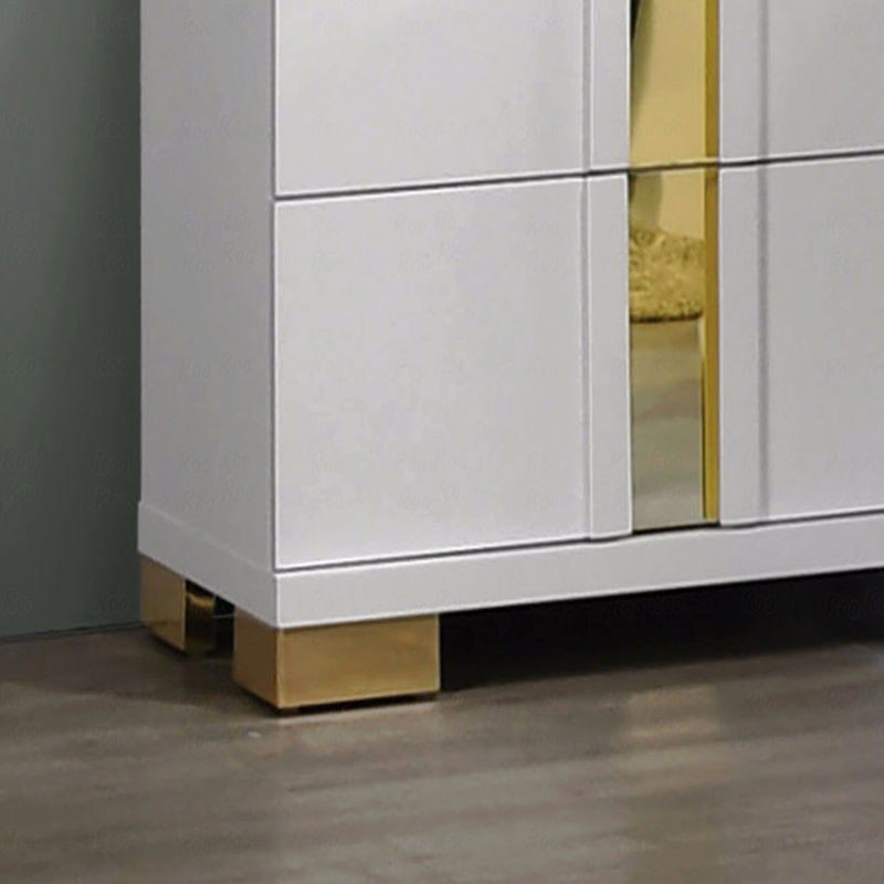 Contemporary Style 1Pc Chest Modern Design Metal Bracket Legs Gold Dust Proof Case Ball Bearing Glides