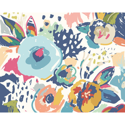 Abstract Floral - Raspberry Wall Mural