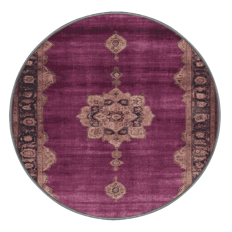 Tapis brun lavable à la machine, Rond 3 pi