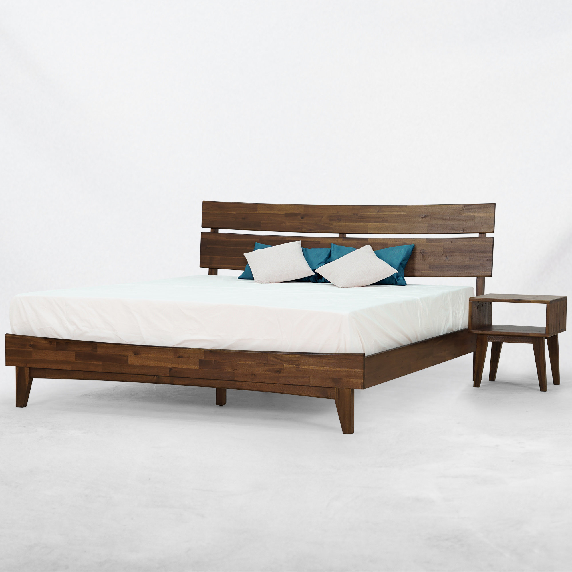 Acacia Aurora Solid Wood Bed Frame With Headboard Amp Reviews Wayfair
