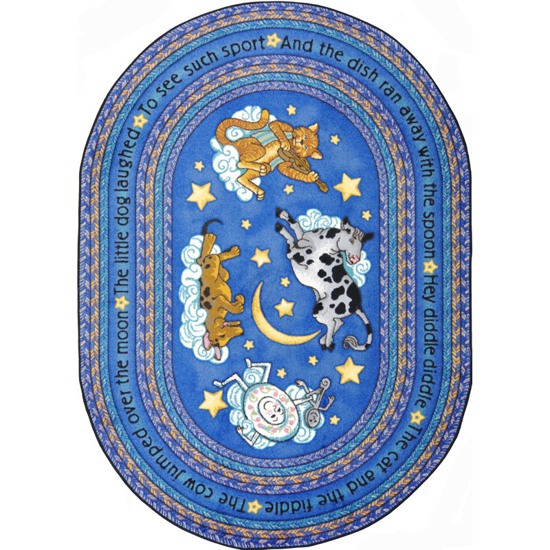 Just for Kids Hey Diddle Diddle Area Rug, Oval 5'4" x 7'8"