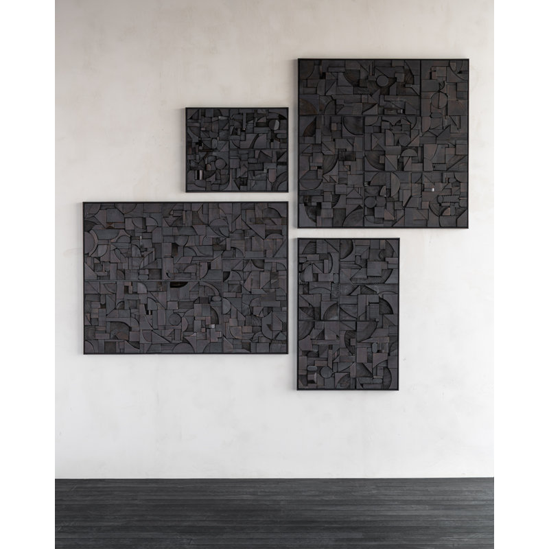Handmade Solid Wood Wall Decor, Dark Brown, 36" H x 47" W x 2" D