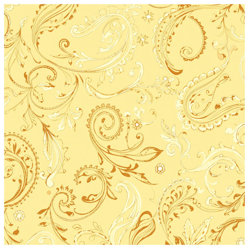 Tapisserie murale jaune à motif cachemire - Décoration murale cachemire, 104in H x88 with 4 Grommets