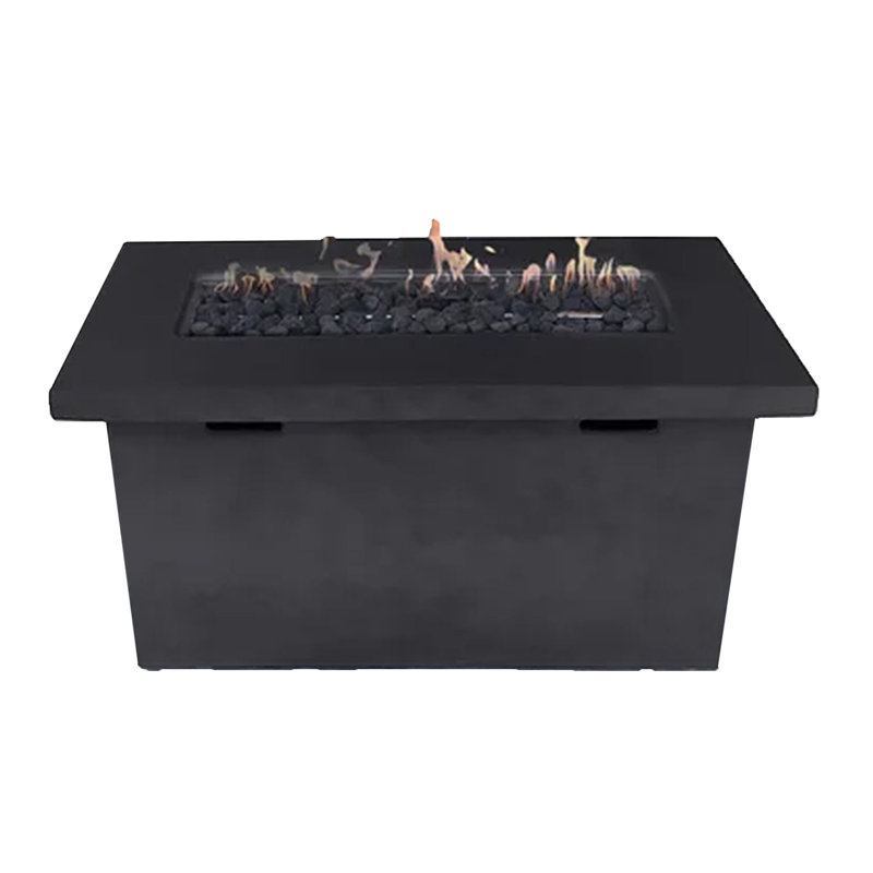 Foyer de table 24 po en béton - Conception à double combustible avec une production de 50 000 BTU, Argent argent