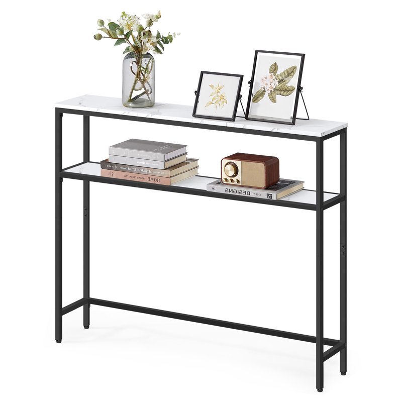 Console, canapé étroit à 2 niveaux avec 2 tablettes, 7,9 po x 39,4 po x 31,5 po, pour le salon, le couloir, le vestibule