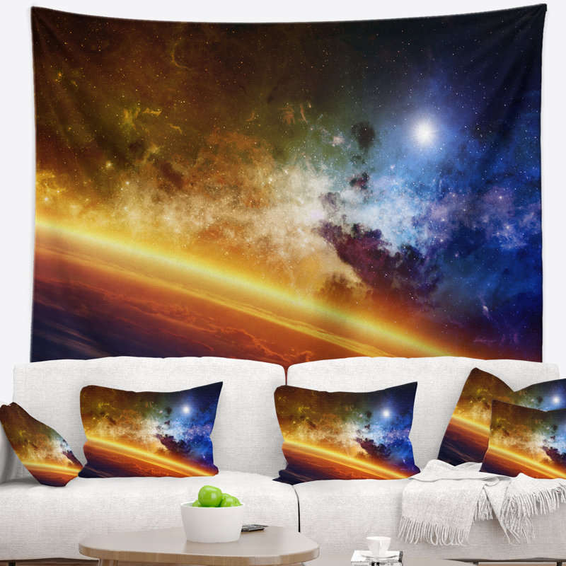 Tapisserie de la planète éclatante spacescape, H 32 po x l 39 po