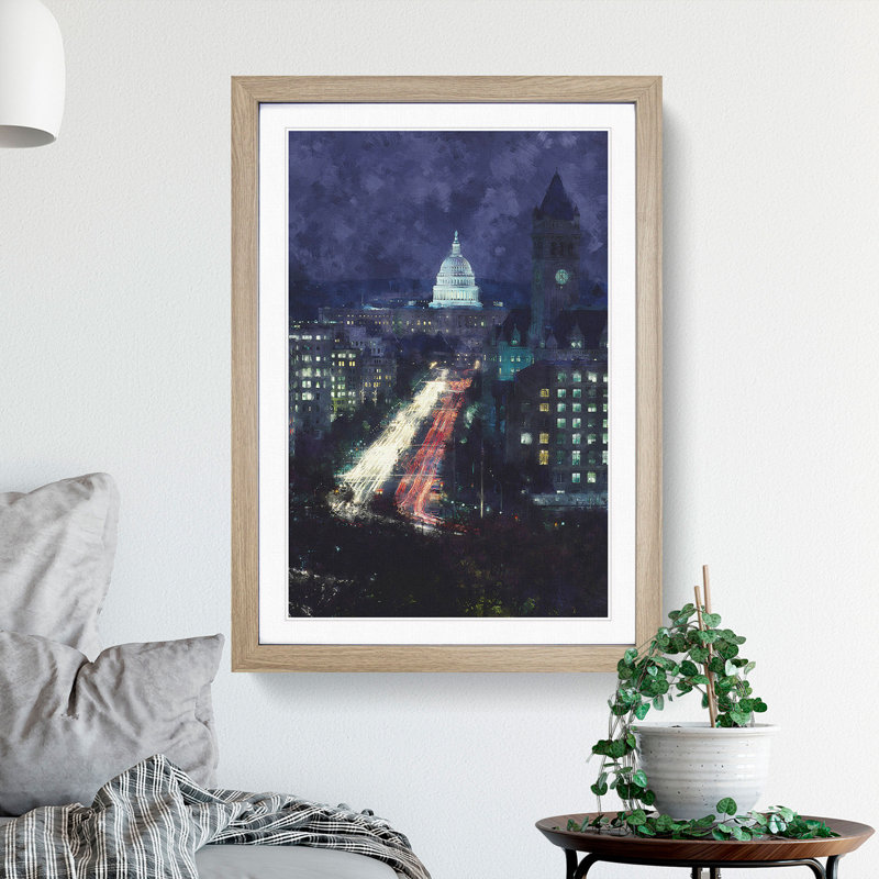 Pennsylvania Avenue in Washington - Framed Print, 48cm H x 36cm W x 2cm D, Oak Framed