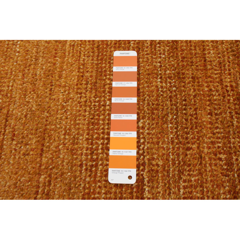 Tapis décoratif en laine orange brûlé de conception unique 8 pi 1 po x 10 pi Audriella noué à la main New Age
