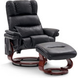 Swivel Recliners with Ottoman, Reclining TV Chairs with Vibration, Faux Leather Lounge Chair