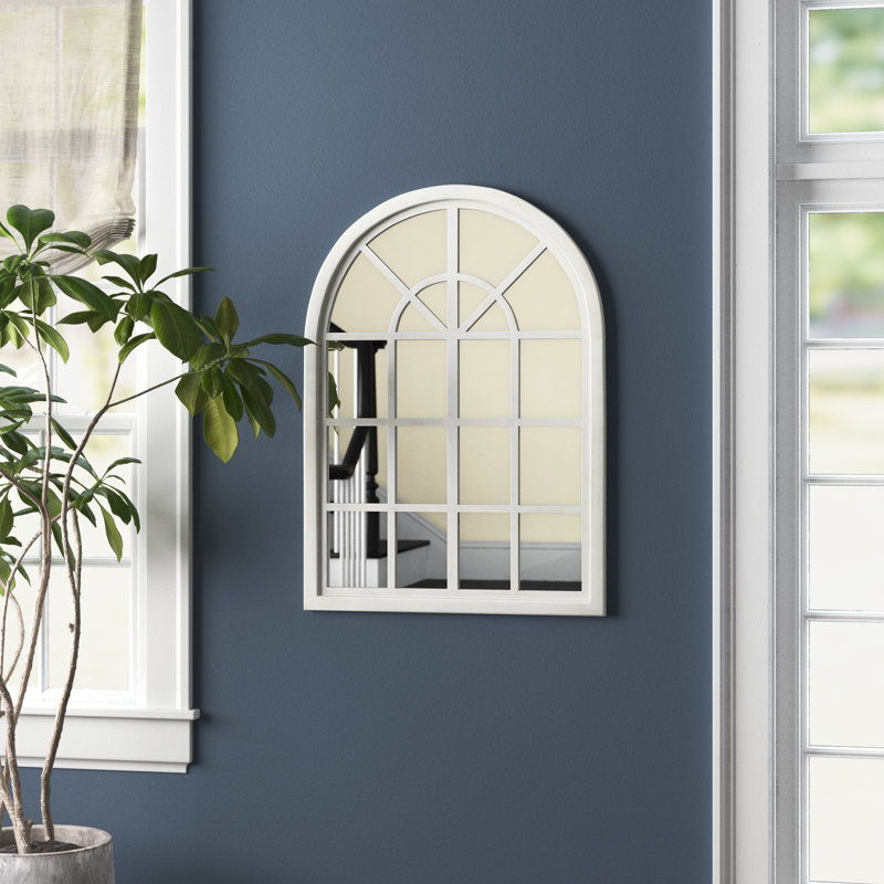 Aryana Iron Frame Arch Mirror, White Wash