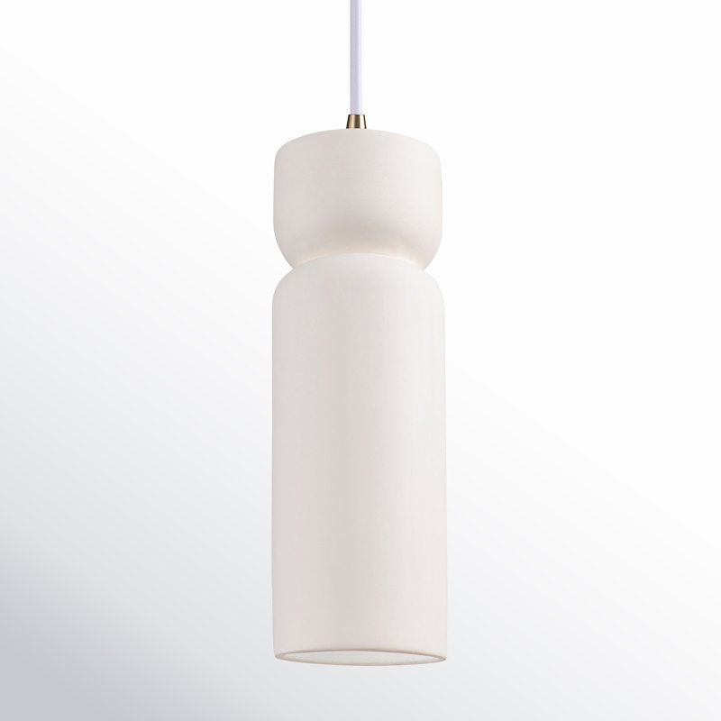 Luminaire suspendu sablier 1 lumière Ashford, Laiton antique, Bisque