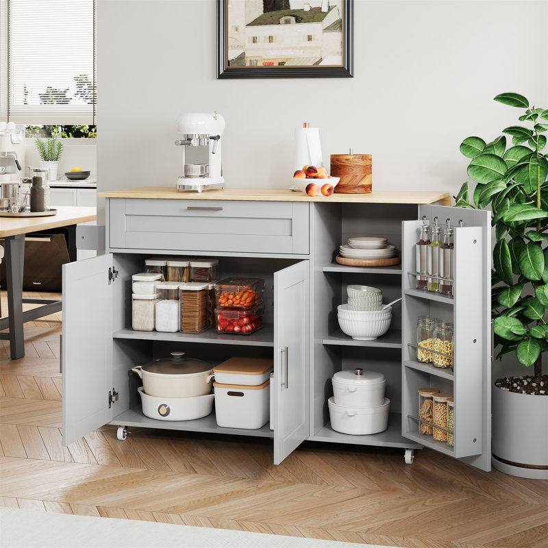 Kitchen Island With 1 Drawer And 3 Doors, Grey