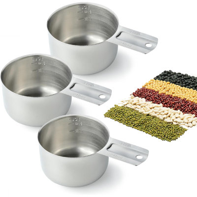 3PCS Measuring Cup, 1 Cup Stainless Steel Metal Measuring Cups