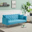 Canapé convertible de 71 pouces, rétro américain, velours bleu clair, convenant à un petit salon, une chambre à coucher ou un bureau-2061910463