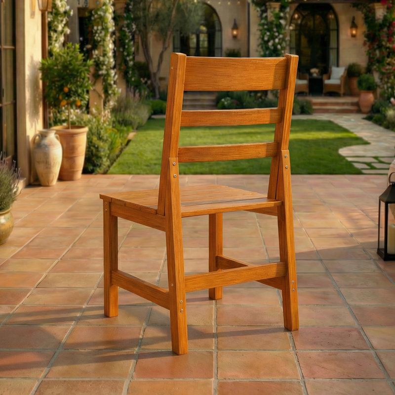 Ensemble de 2 fauteuils de salle à manger d'extérieur toutes saisons, chaises de patio d'aspect teck avec structure en aluminium
