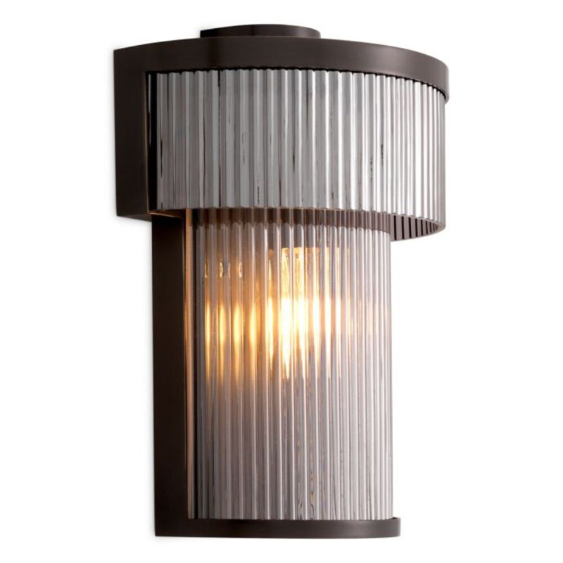 Lampe murale CDJ Andromeda verre fumé, Bronze