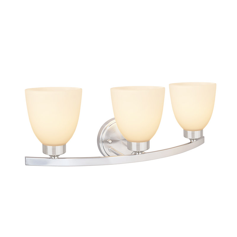Éclairage pour salle de bain 3 lumières Fazal, Nickel satiné