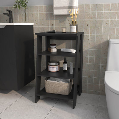 30" High  4-Tier Ladder Shelf  Organizer For Bathroom, Side Table, Living Room In Black
