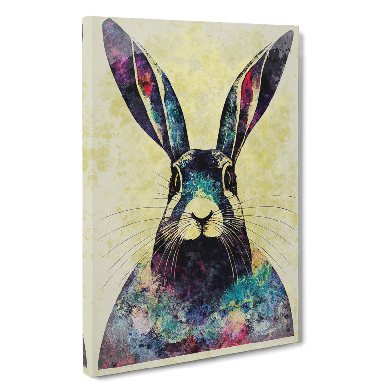 XC1022-1648X Colourful Watercolour Hare No.4 - Wrapped Canvas Print, 76cm H x 50cm W x 3cm D