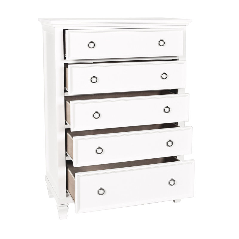 Commode 5 tiroirs Felder, Blanc