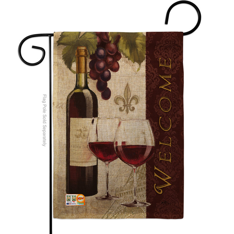 « welcome wines », & en toile jute à vin, impressions à vin de 2 côtés 18,5 x 13 po drapeau de jardin