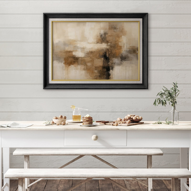Œuvre encadrée de qualité supérieure - reproduction d'art abstrait pour décoration de salon - 26 po x 36 po, Noir