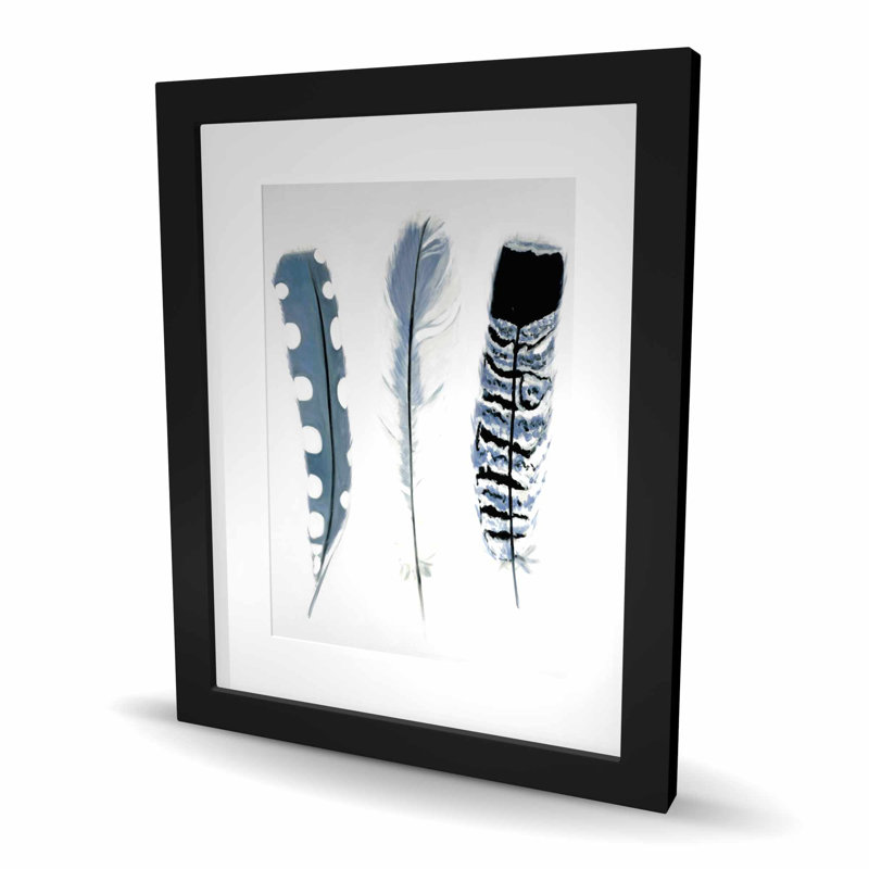 Delicate Blue Feathers - Framed Matted Print | Home Decor
