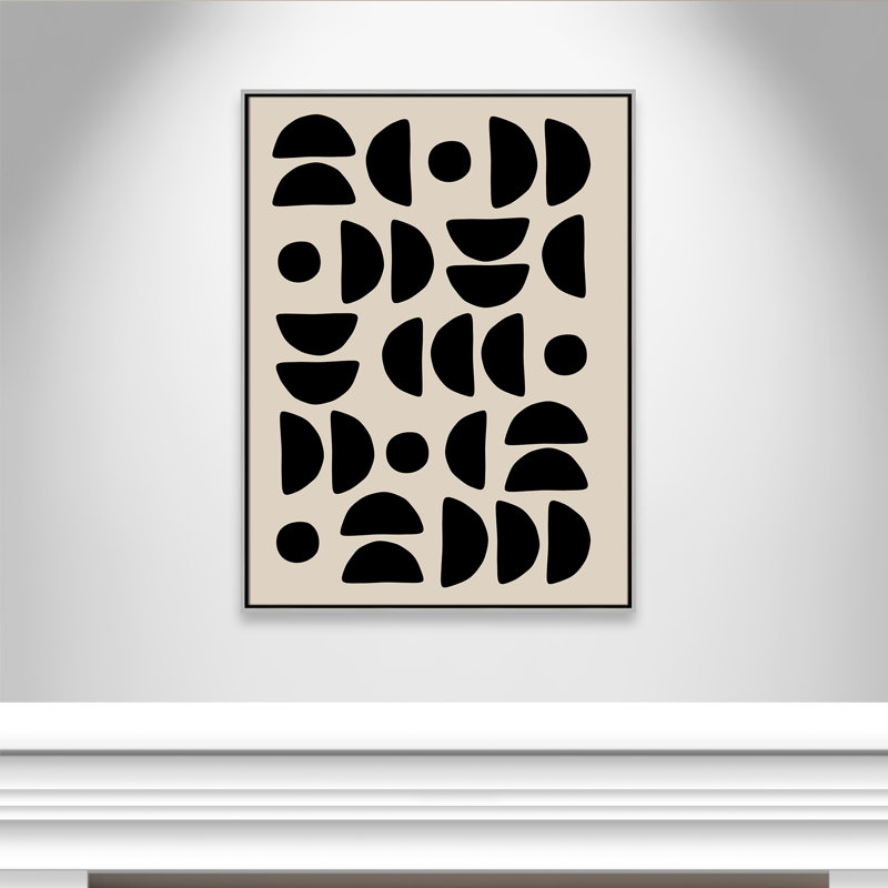Motif géométrique semi-circulaire de Ristova, Framed Canvas, Flottant argent, 31.5'' W x 41.5'' H