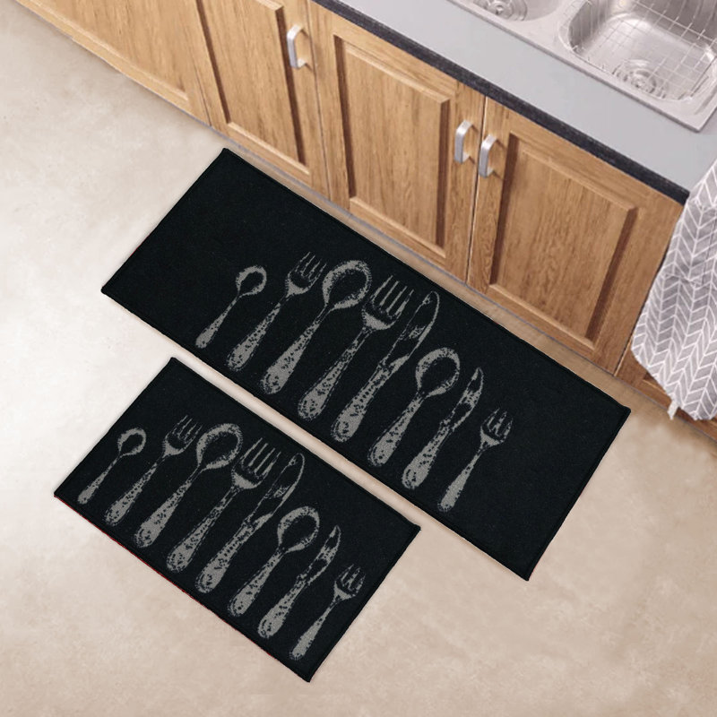 Ensemble 2 pièces de tapis anti-fatigue Chic Cutlery, Noir