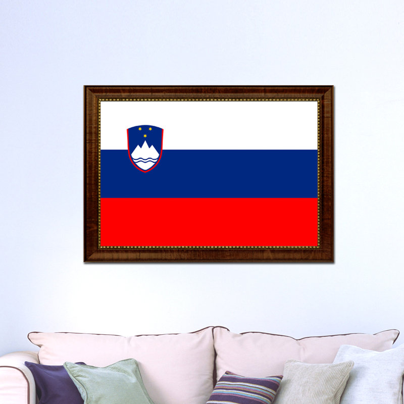 « slovenia country flag », impression sur toile encadrée, H 15 po x l 21 po x P 1 po, Encadrement noir