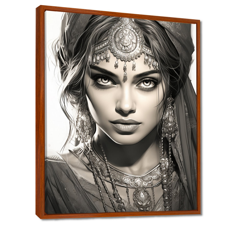 «Boho Queen Beauty», reproduction d'art monochrome, Toile tendue, H 20 po x l 12 po
