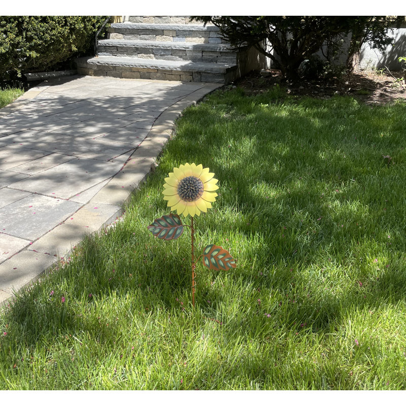 Piquet de jardin tournesol en métal, H 21 po x l 5 po x P 1 po