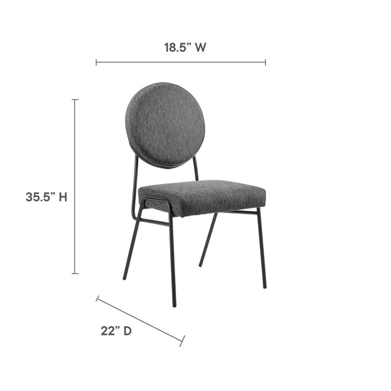 Modway Craft Performance Velvet Dining Side Chair, Black, Polyester Charcoal