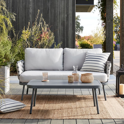 Lace Outdoor 2-Piece Woven Rope Conversation Set With Cushions