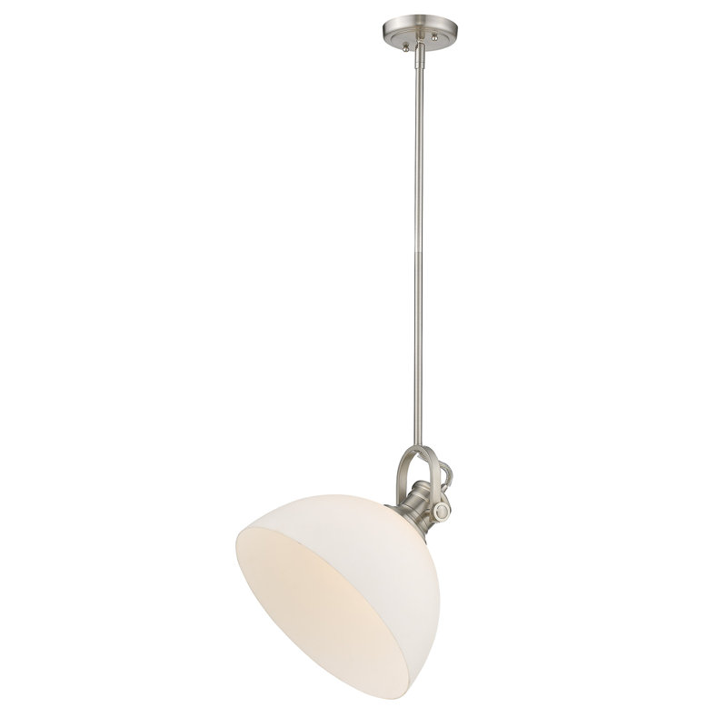 Bales 1-Light Dimmable Dome Pendant, Pewter, Opal Glass