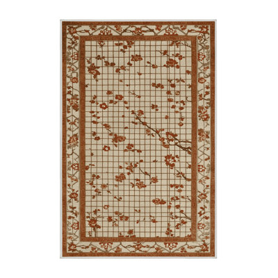 Tapis beige Art Deco lavable à la machine