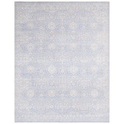 High-Quality Hand-Knotted Light Blue Area Rug